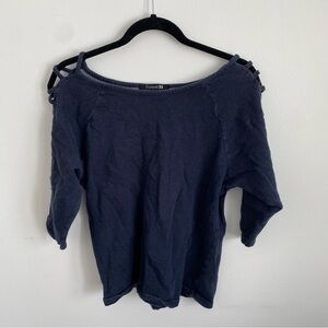 FOREVER 21 Long Sleeve Cotton Sweater Scoop Neck in Navy Blue • size S Small